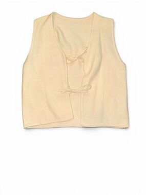 Cream Knit Tie-Front Vest